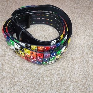 Small tiles rainbow colorful paint splatter Belt Size 1X